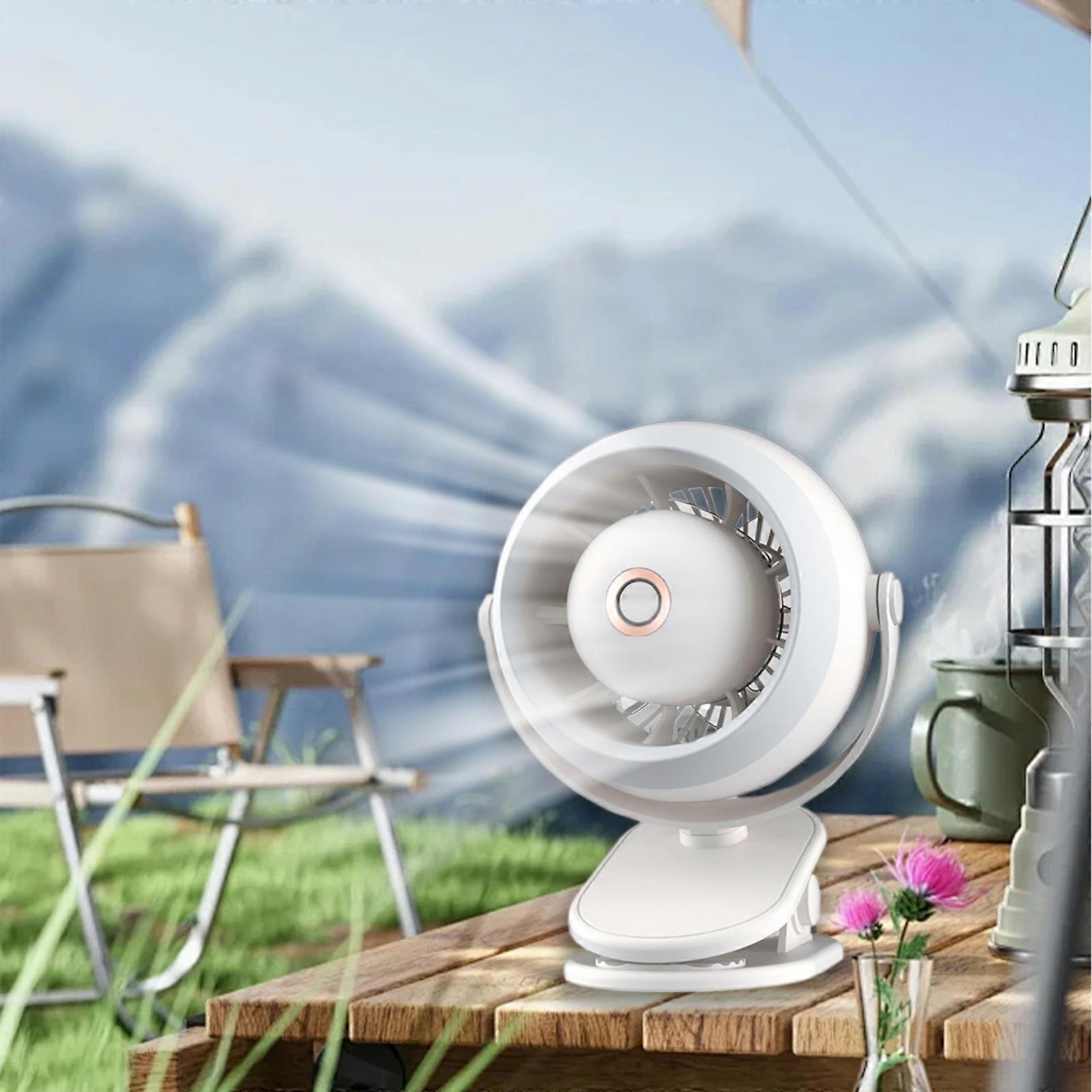 Fan With Light Clip Turbo Fan Three-speed Adjustment Free Rotation USB Rechargeable Portable Silent Small Fan Round Clip Desktop Small Fan FLYE245221