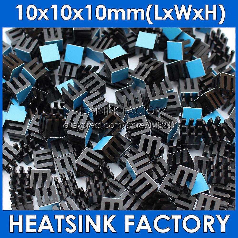 10x10x10mm כסף / שחור אנודייז אלומיניום מחורץ גוף קירור רדיאטור צלעות קירור עם סרט תרמי