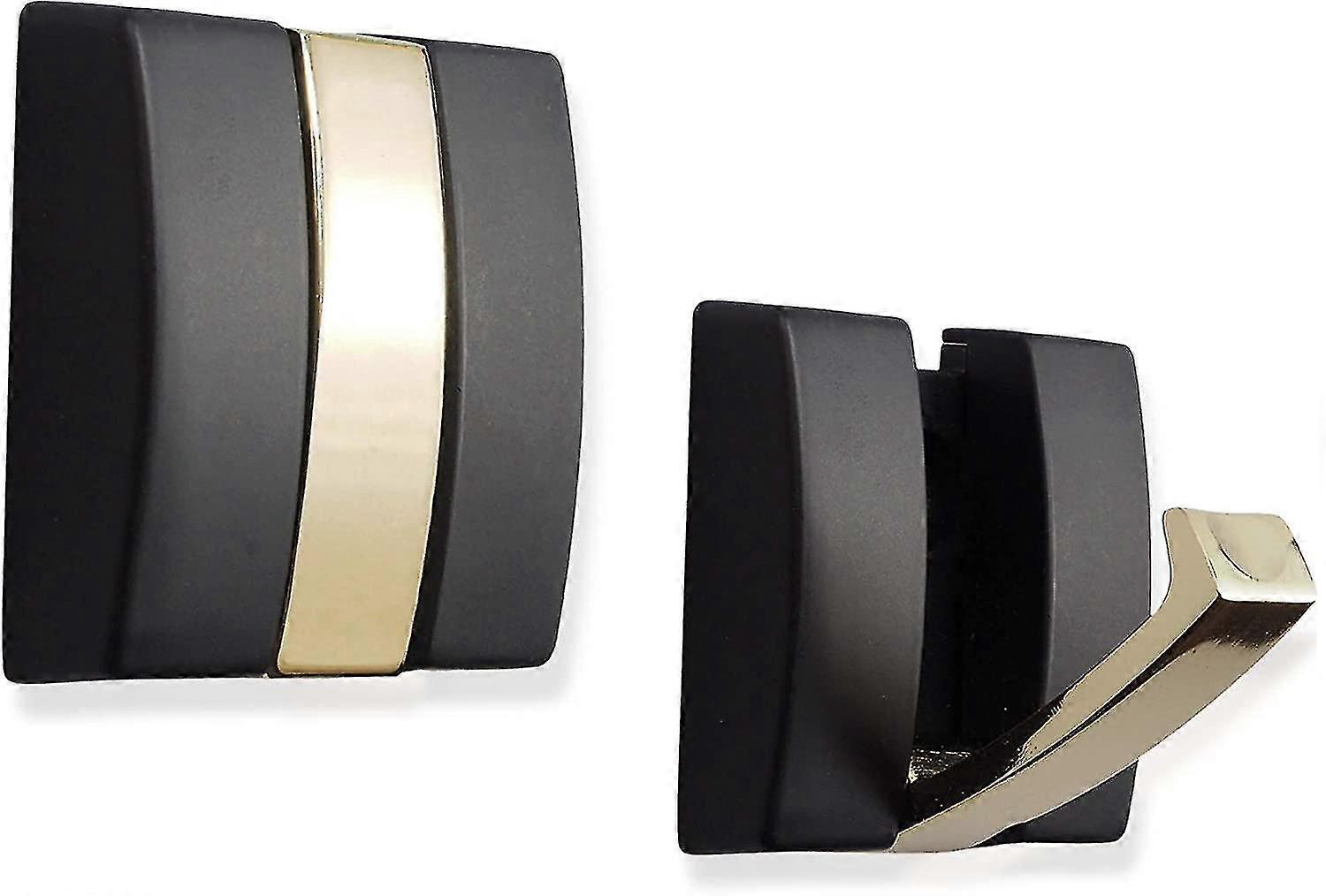 Folding Coat Hooks - Space Aluminum Heavy Duty Wall Hooks - Retractable Hooks (black+gold, Set Of 2) Starlight