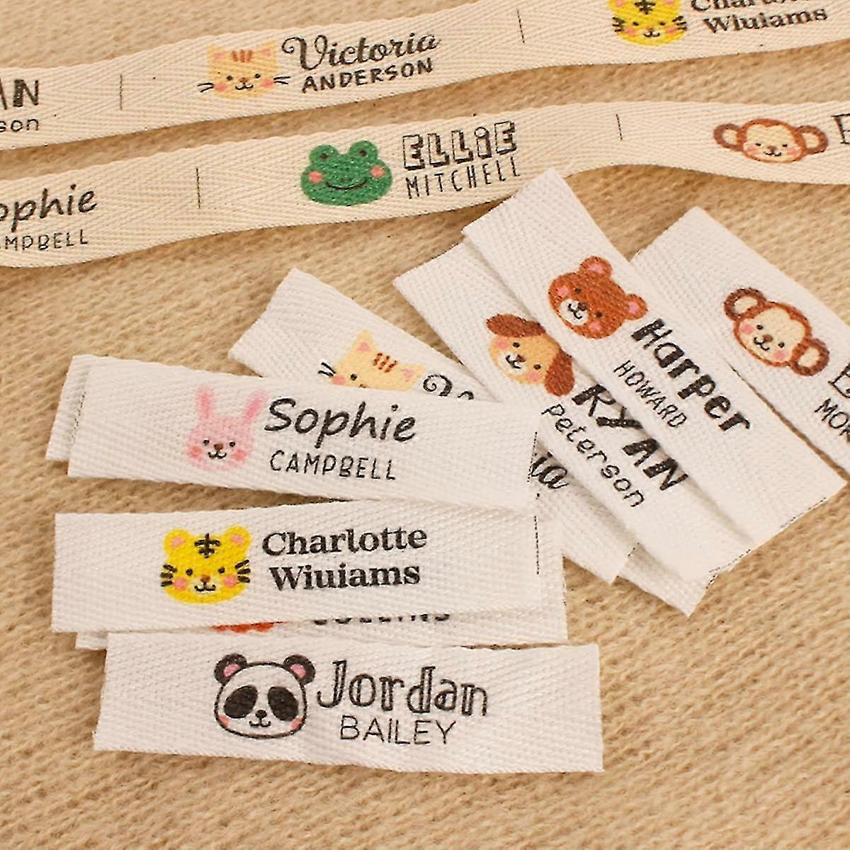 Clothing Label Sewing Sew On In Tag Custom Name Design Handmade Business Text Logo Personalized Soft Satin Ribbon Washable Fabric Label (beige,100)