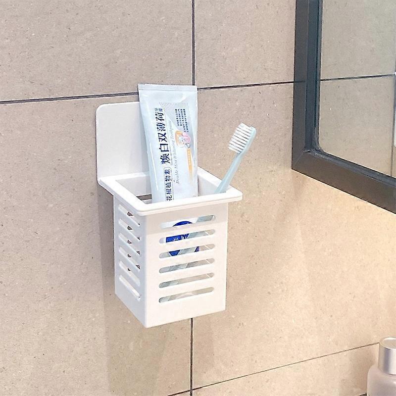 Punch-Free Toothpaste Holder Wall Mounted Toothpaste Toothbrush Organizer Storage Rack Bathroom