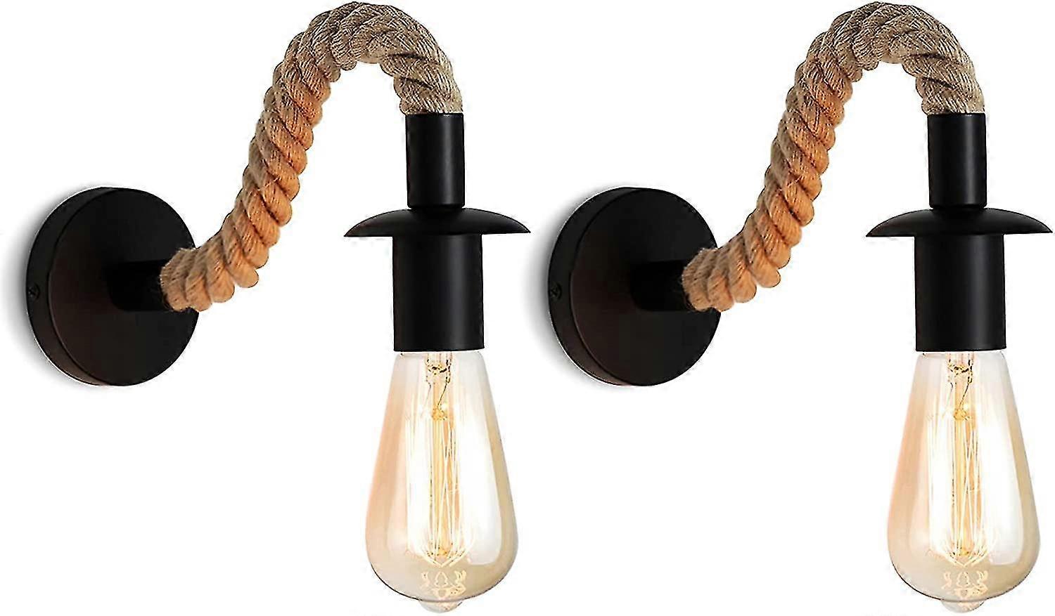 2pcs e27 vintage hemp rope industrial wall sconce,110/220v[energy class a+++]