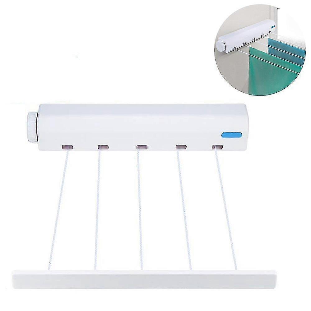Spring Automatic Retractable Four/five Thread Clothesline Drying Rack Towel Rack With Hooks Drying Rack Punch