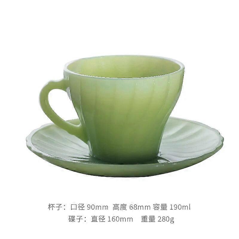 Retro European-style Simple Jade Porcelain Glass Coffee Cup Home with Handle High-grade Drinking Tea Cup Kung Fu Tea Set