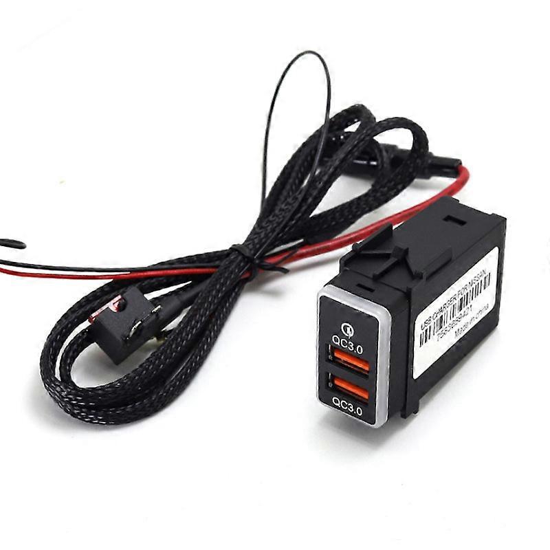 1PC Double USB Charger Car Interface Socket Double Connector Double QC3.0 Voltage Display For Nissan Murano