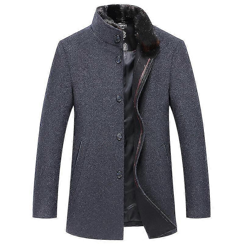 Men's Wool Blend Jacket Stand Collar Windproof Warm Coat