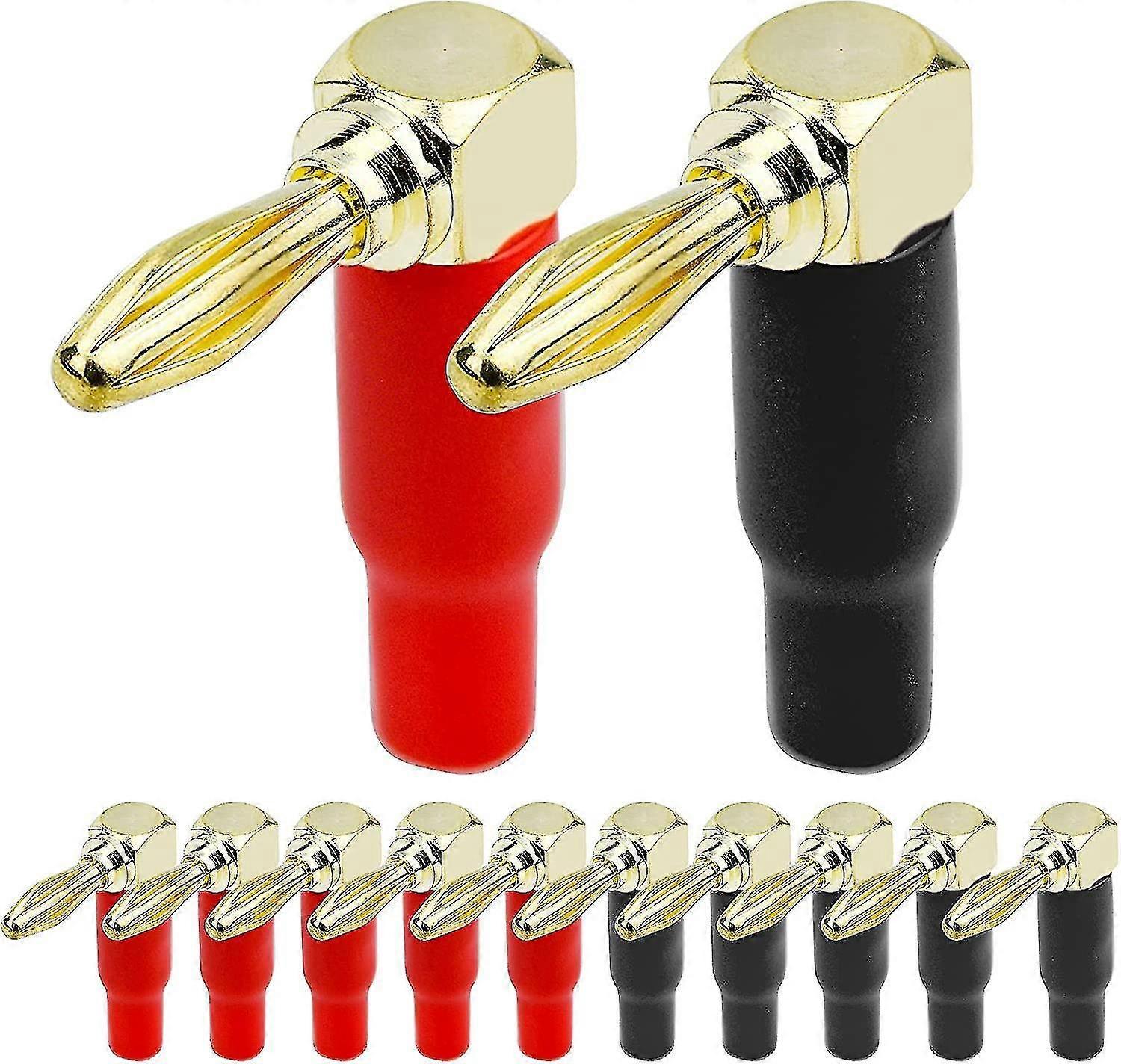 12 Pcs 90 Degree Banana Plugs, 4 Mm Pure Copper Gold Plated L Shape Banana Connectors For Speaker Cable, Audio/video Receivers, Amplifiers