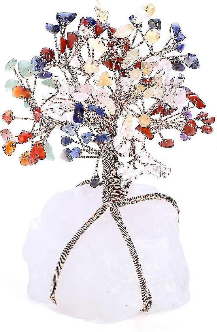 Tree Of Life Quartz Energy Base Stone Feng Shui Decoration Tree Of Life Crystal Healing Tree Of Happiness Chakras Stone (white Rock Crystal Base)