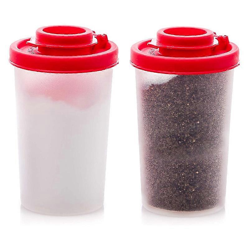 2 Large Salt and Pepper Shakers Moisture Proof ,Salt Shaker with Red Covers Lids Plastic Airtight S