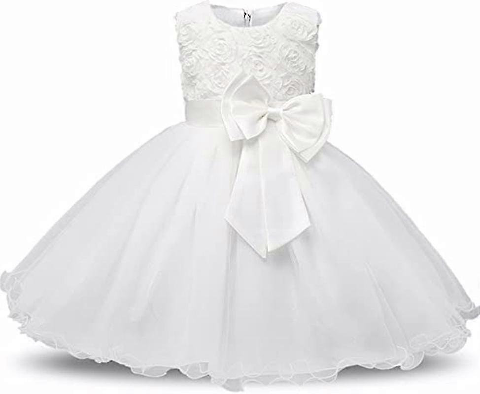 فستان بنات ترتر ، تول ودانتيل فستان زهور ثلاثي الأبعاد (أبيض ، 110 سم) د.ب