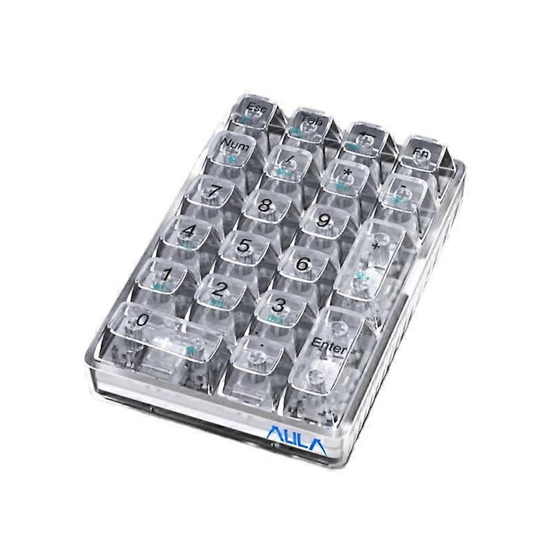 Bluetooth-compatible Number Pad Mechanical Numeric Keypad 21 Key Transparent