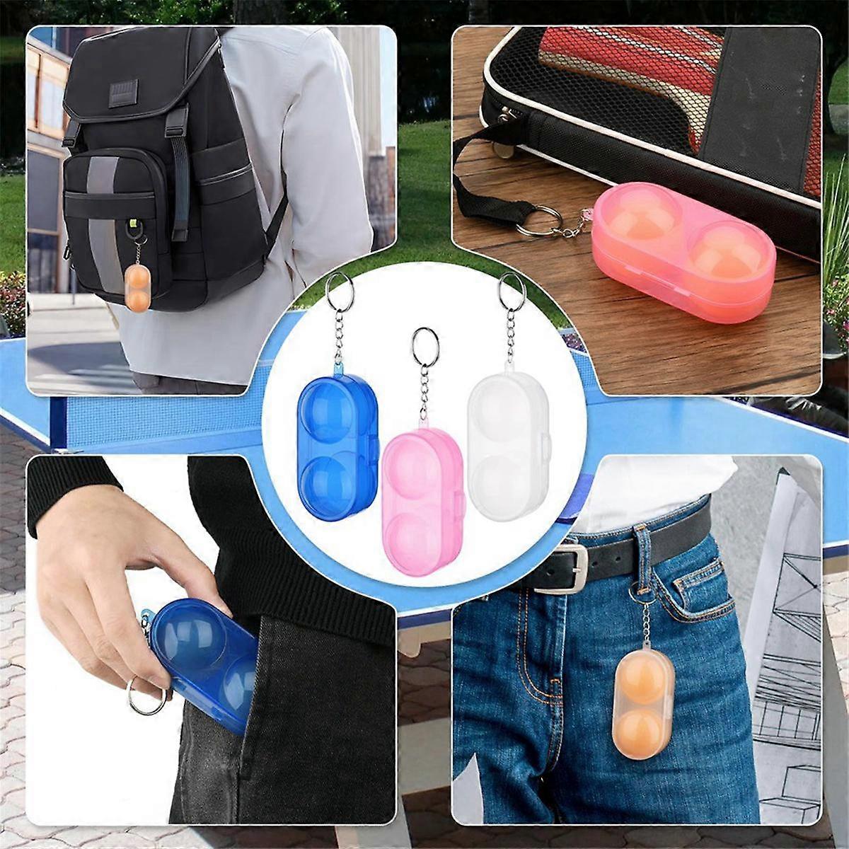 Table Tennis Container 2 Balls -Pong Storage with Keychain -Pong Container for Adults Table Tennis