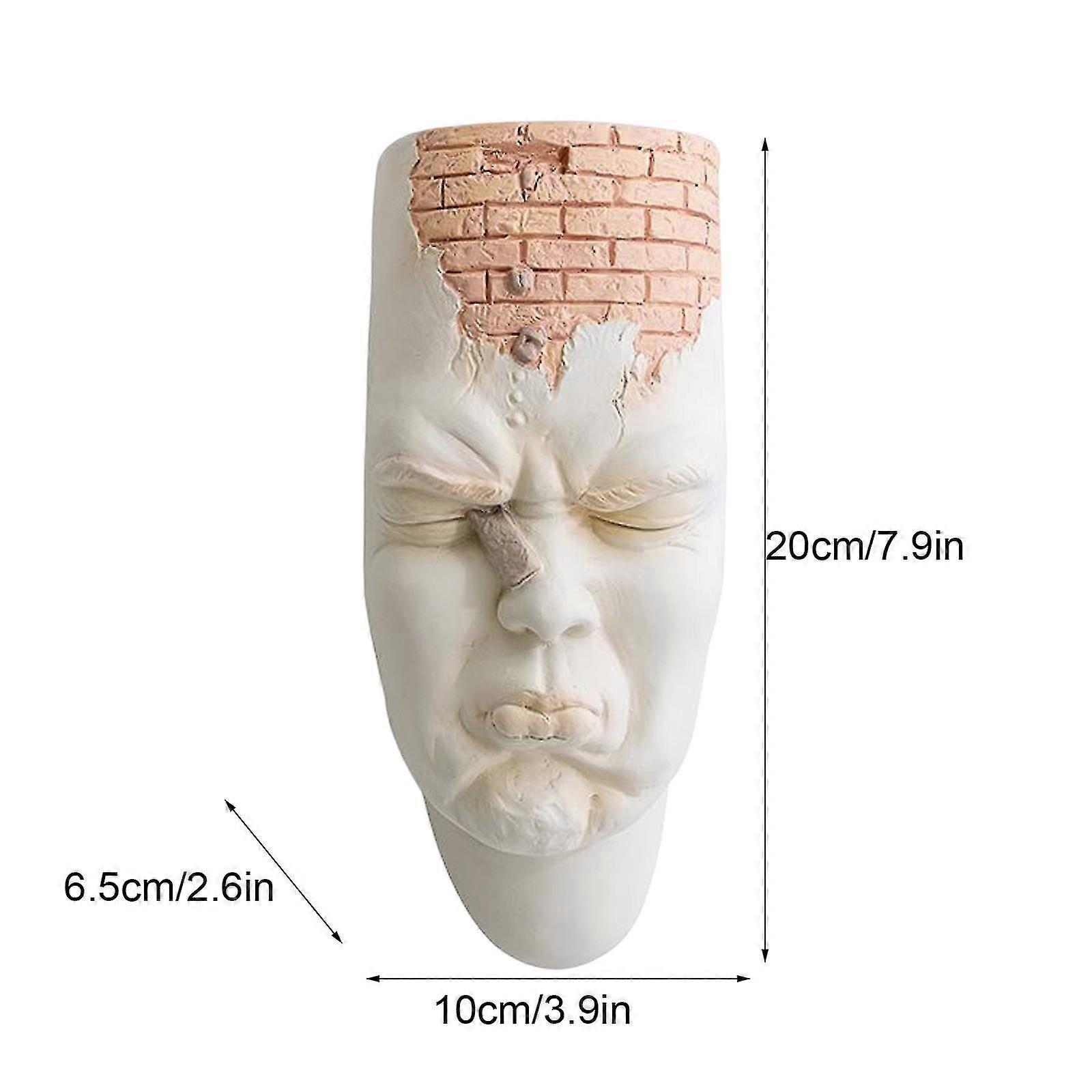 그림 화분 수지 화분 - 북유럽 추상 미술 벽 장식 캐릭터 얼굴 꽃병 스틸 나사(자체 접착 나사 확장 나사 포함)