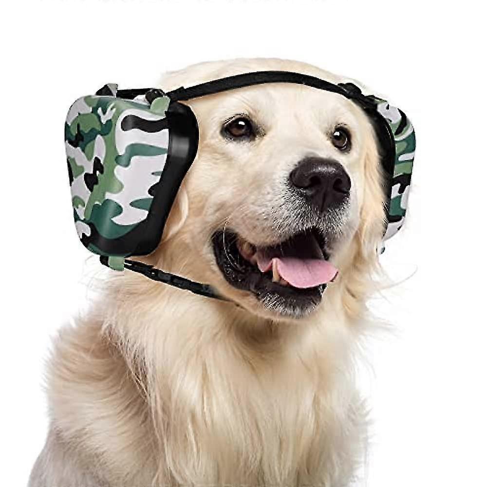 الكلب الأذن Muffs حماية الضوضاء ، وحماية السمع للكلاب المتوسطة والكبيرة ، مريحة التمويه Earmuffs