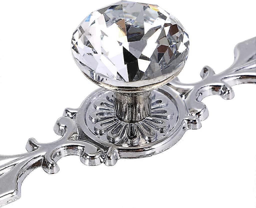 Crystal Drawer Knobs with Silver Plate - Diamond Shape Cabinet Drawer Knob Drawer Pull Handle Cupboard Wardrobe Drawer Pull Handle Furniture Knobs wit