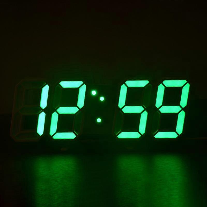 LED Natt Väggklocka 3D Digital Väckarklocka Display Temperatur Modern USB Gåva