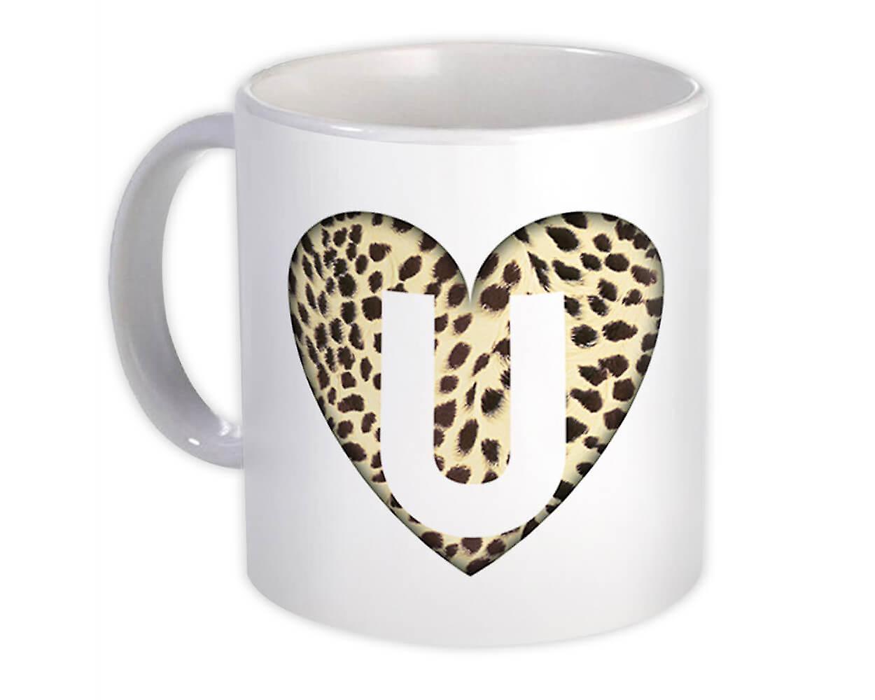 Geschenk Mok: Monogram Letter U Cheetah