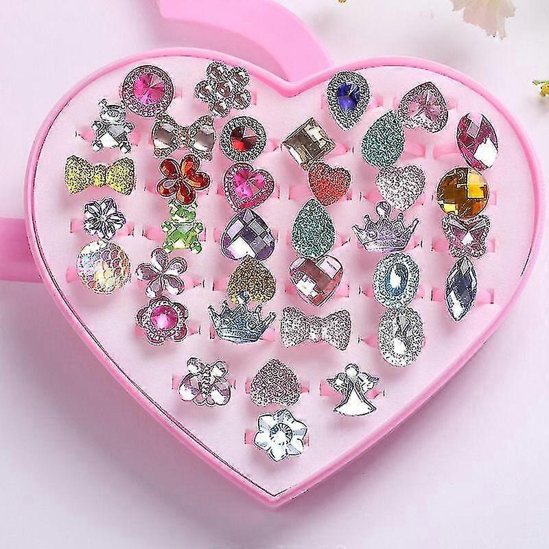 36stk Børnering Børn Diamant Prinsesse Ædelstensring Smykker