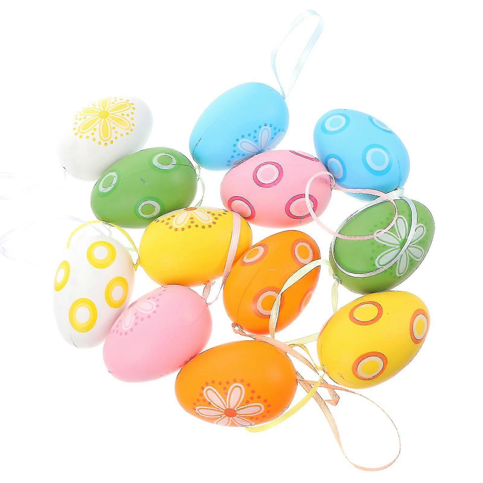 12pcs Decorative Easter Day Printed Eggs Gift Ornament Simulation Easter Eggs
