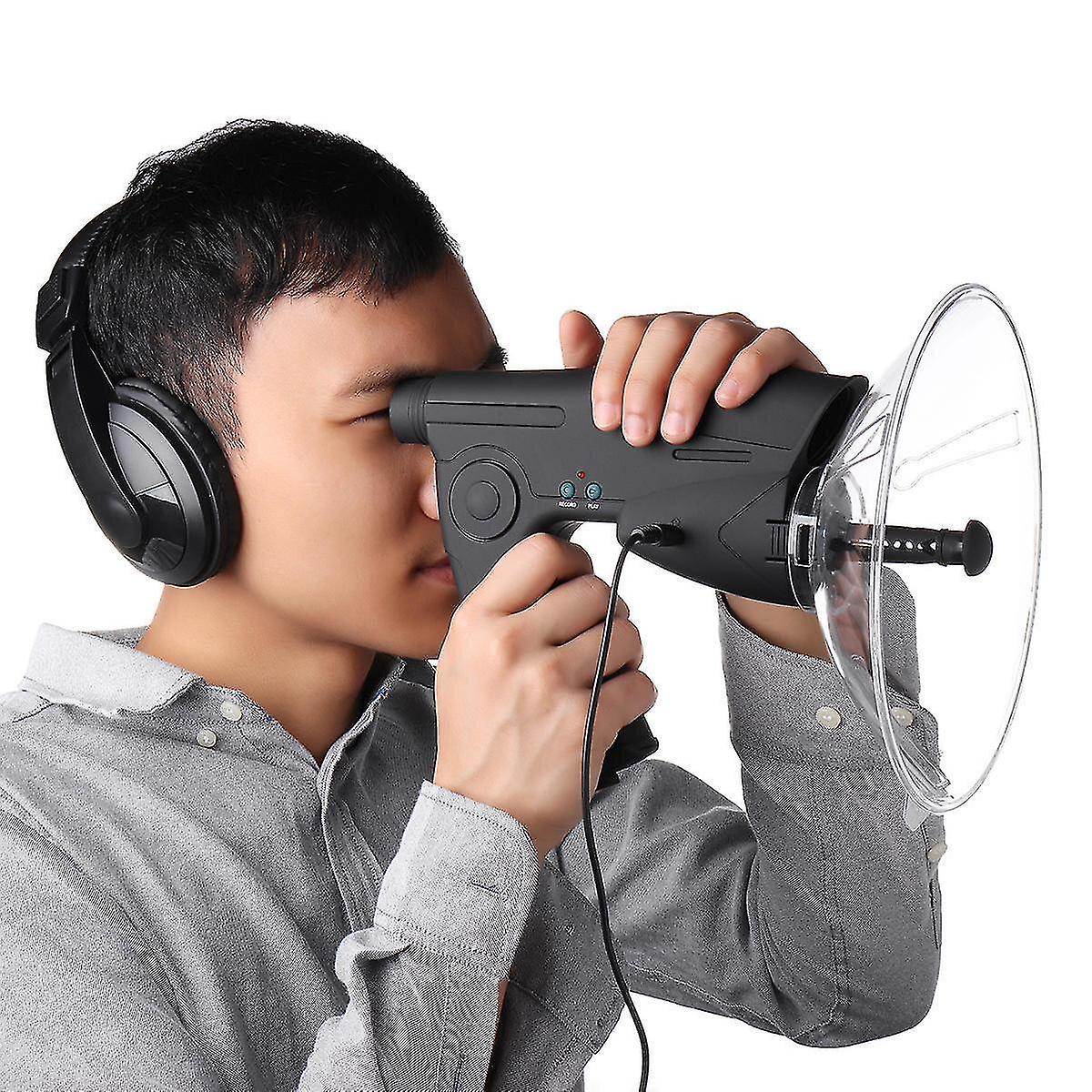 Microphone Parabolique Monoculaire – Amplification 8x, écoute Longue Distance (jusqu'à 200 M), Enregistrement Intégré