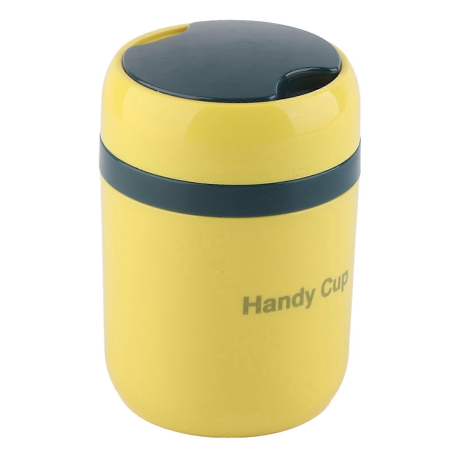 500ml Insulated Soup Container with Double Anti-Scald Design and Foldable Spoon - Heatable Food Container for Office and School (Yellow/Blue)