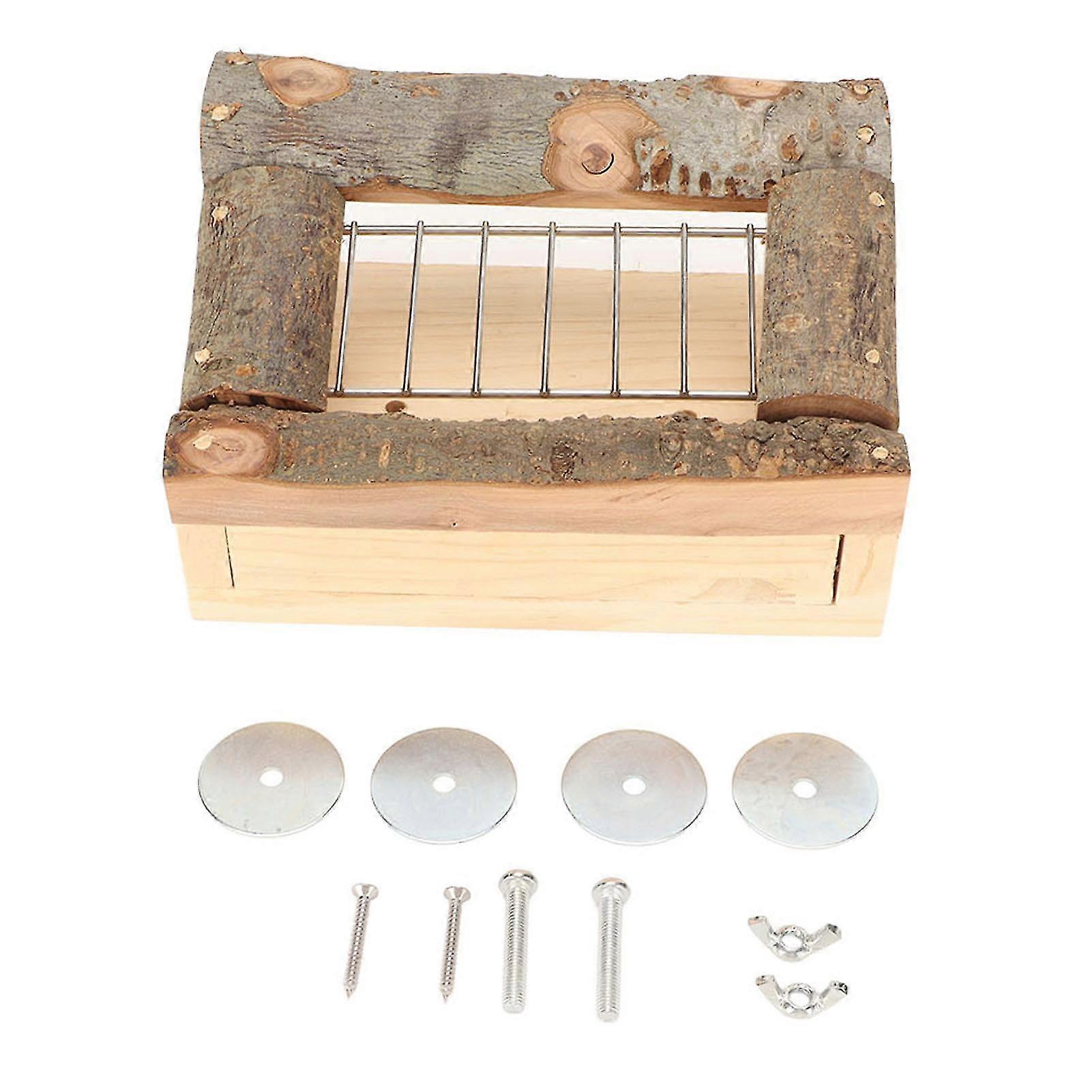 Pet Wooden Hay Feeder for Small Animals - Safe Apple Wood Bite Resistant Rack