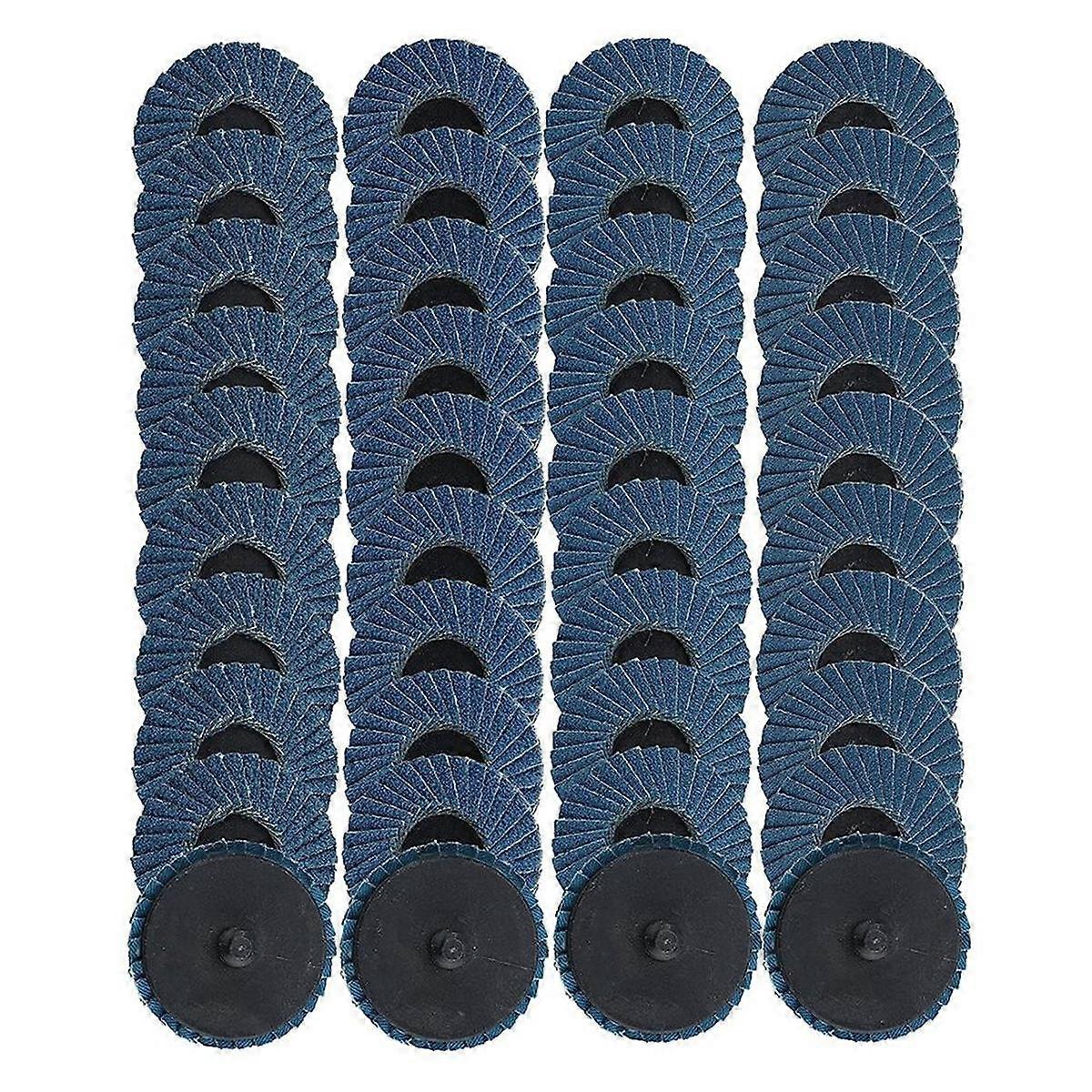 40Pcs 2 in Roll Lock Flap Discs with 1/4inch Holder Die Grinder Attachments 40/60/80/120 Grit Grind