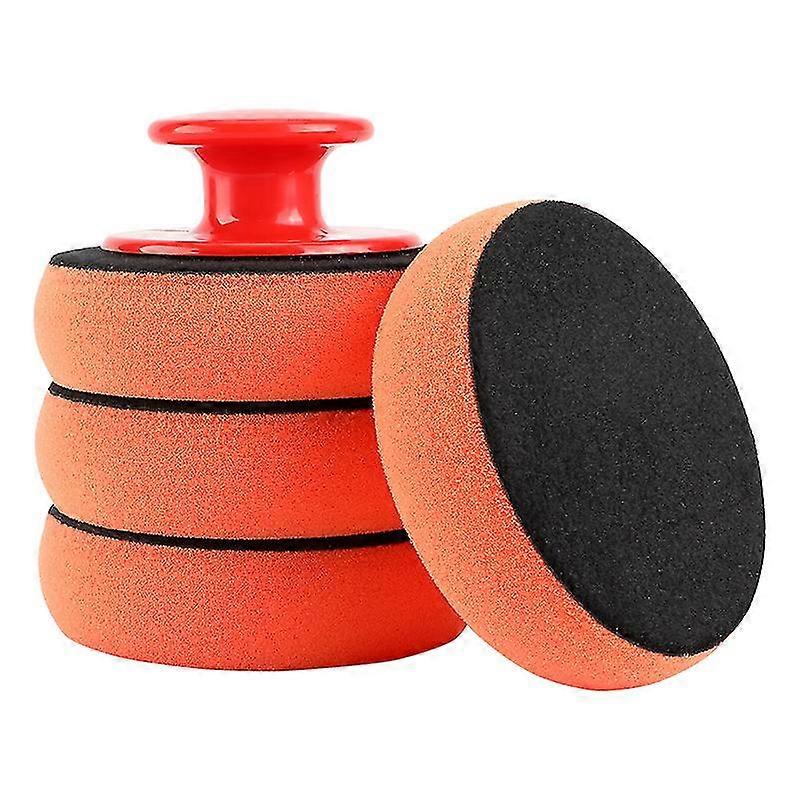 Polishing Sponge With Handle, Microfiber Hand Polishing Sponge1set-orange