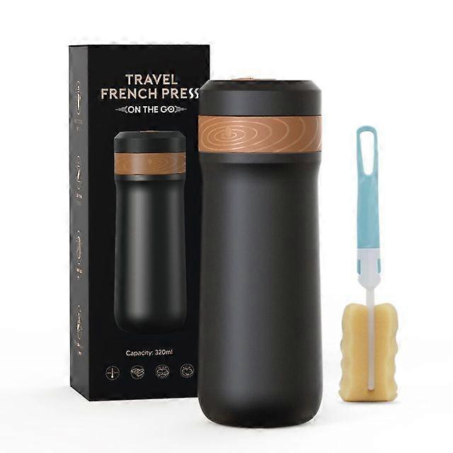 PortableFrenchPressCoffeeMakerVacuumInsulatedTravelCoffeeMug12ozBrewCoffeePressStainlessSteelMaker