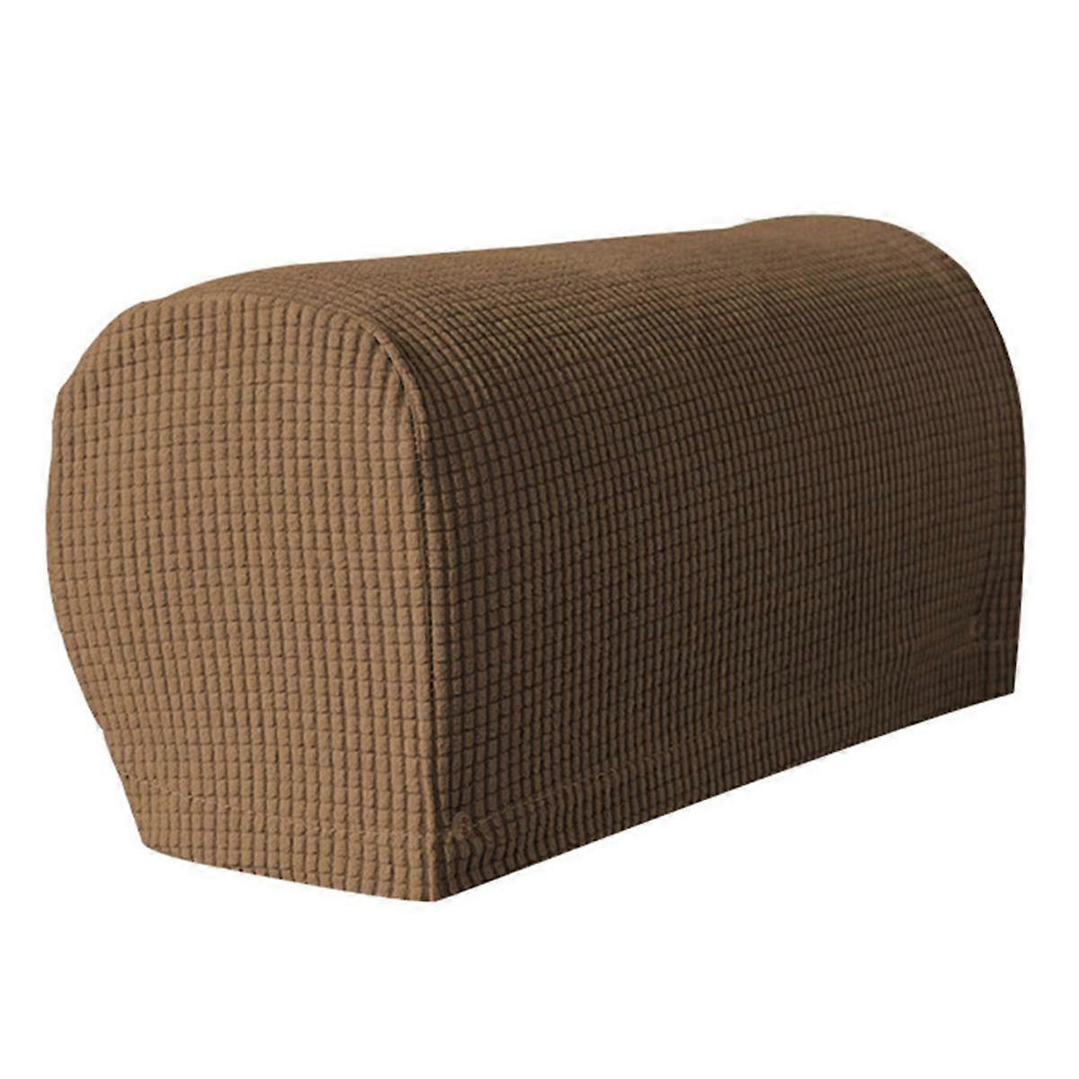 2PCS Mjuk Stretch Plysch Armstödsöverdrag, Stretch Armstödsöverdrag för stolar / soffor, Soffarmskydd, Kaffefärg