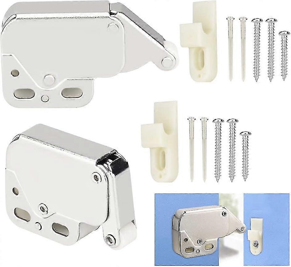 2 Pcs Mini Latch Automatic Spring Catch, Touch Open with Automatic for Kitchen Cabinet Cupboard Wardrobe Door