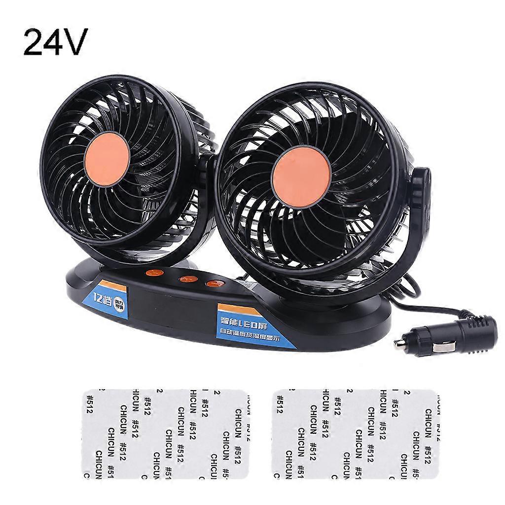 12V 24V Truck Car Fan 12 Speeds 360 Rotatable with Temperature Humidity Display