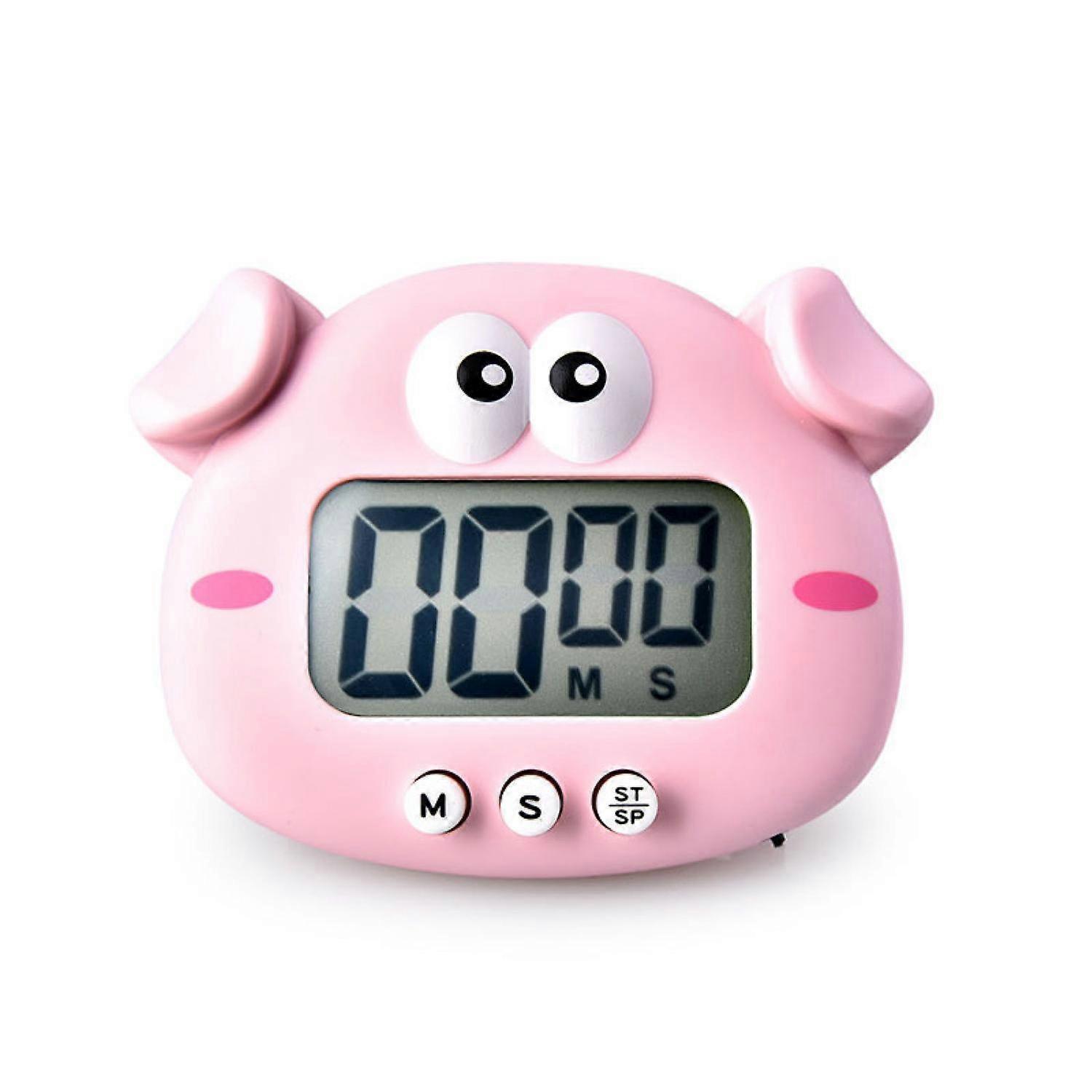 JUSTUP  Countdown Timer Digital Cooking Timer with Magnetic LCD Large-Screen Visual Clock  Hangable Alarm Clock --- Pink Pig