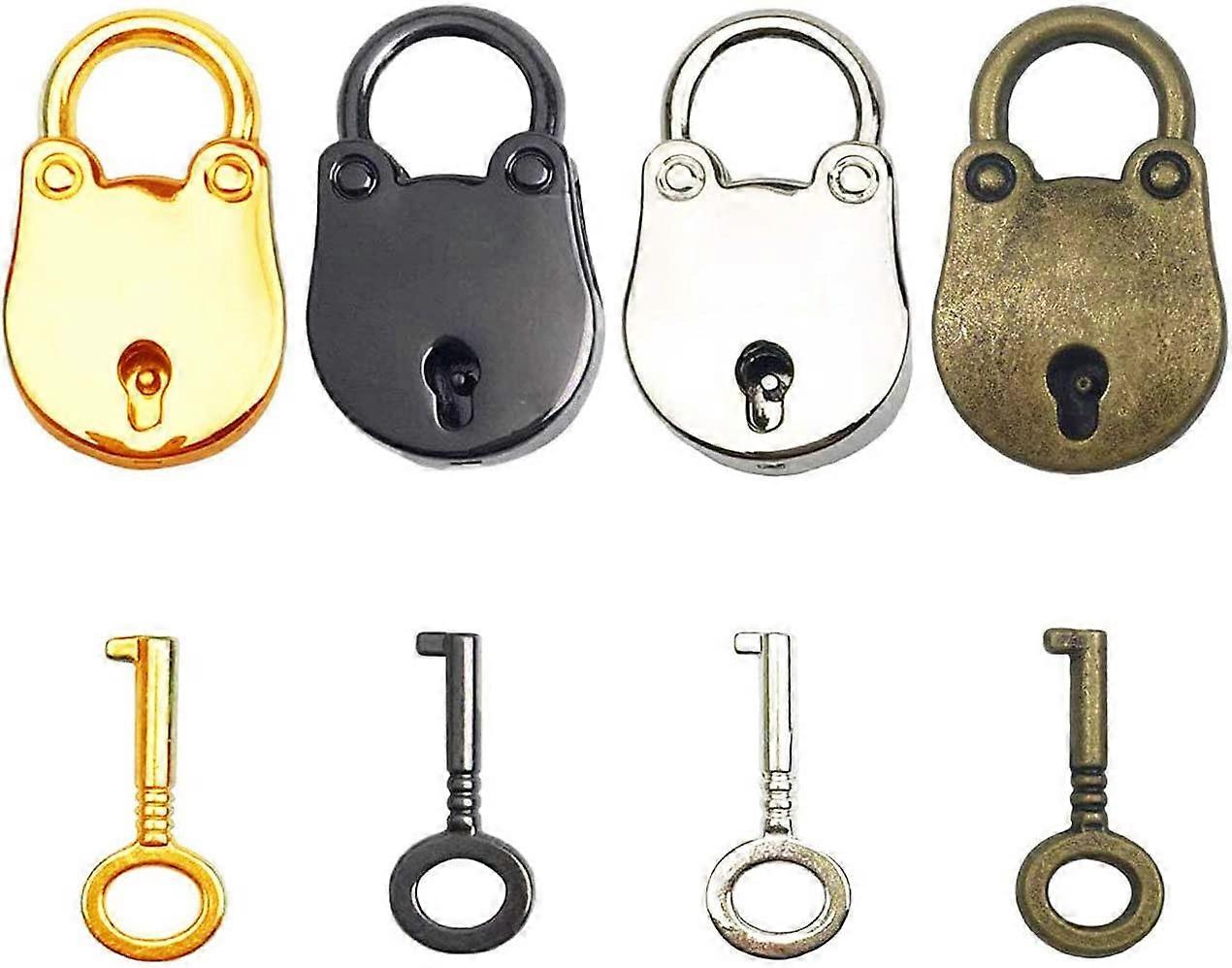 4pcs Mix Color Vintage Antique Style Mini Bear Head Archaize Padlocks Key Lock with Keys (Bear Head)