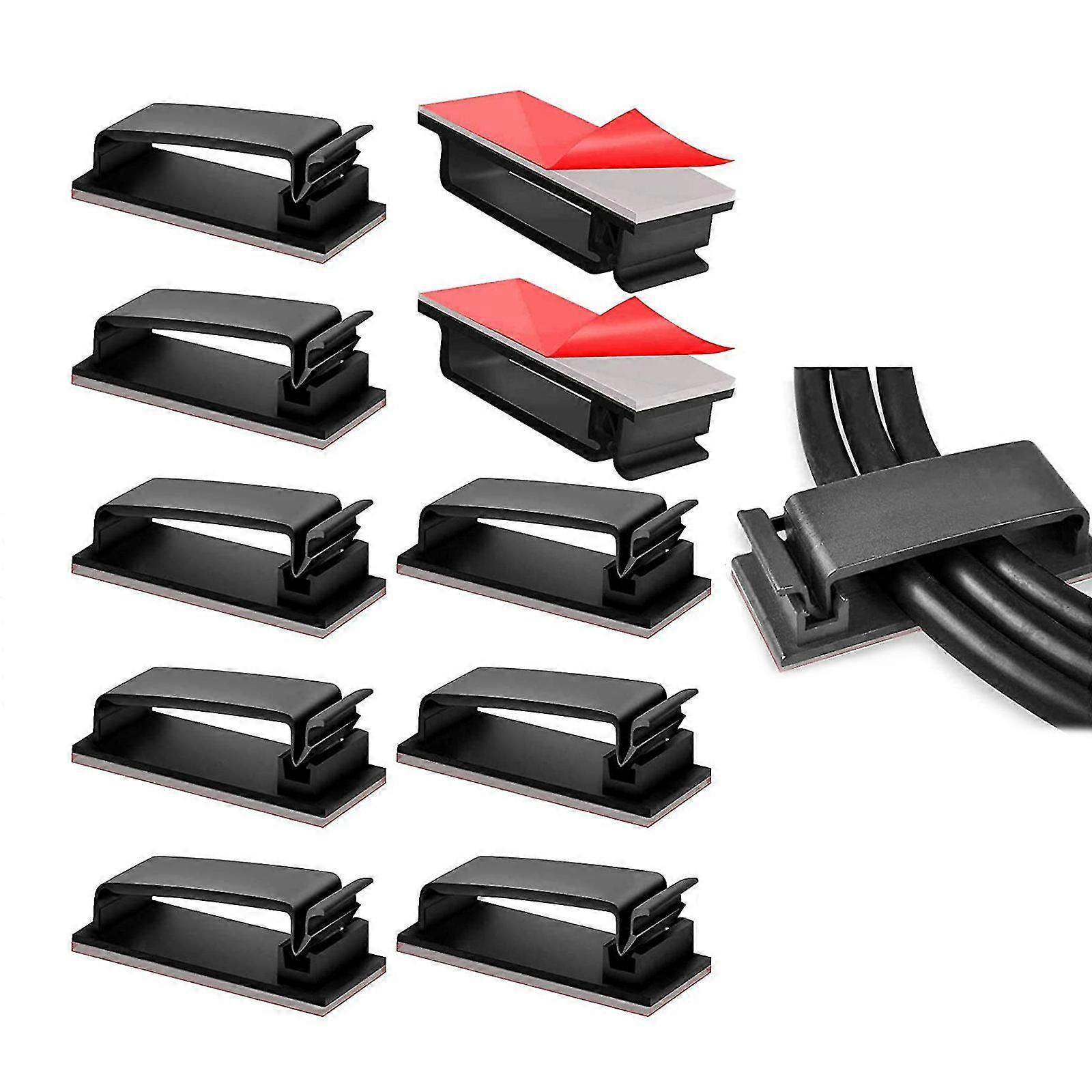 50/100pcs Self-adhesive Cable Clips Black Cable Management Wall Cord Holders