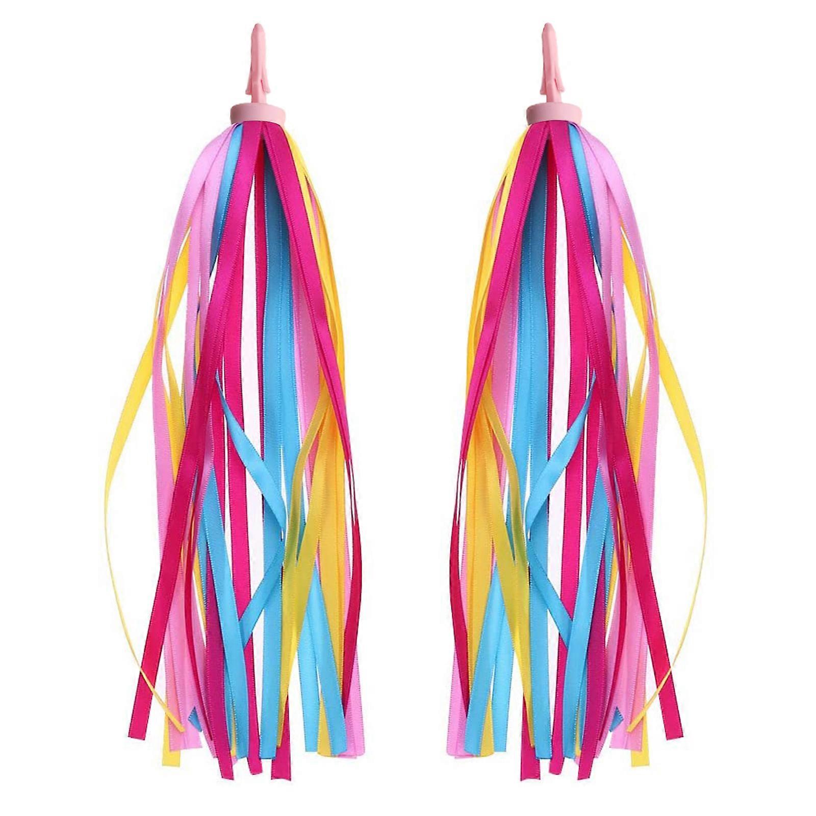 1 Pair Kids Bike Handlebar Streamers Ribbons Bicycle Grips Tassels - Easy to Install, Colorful Design, Durable Material