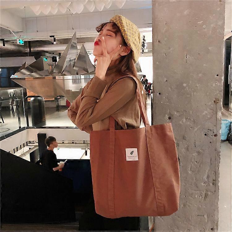 New Retro Women's Shoulder Bag Simple Solid Color Small Fresh Canvas Bag Literary Women's Buckle Tote Bag Large Capacity Handbag