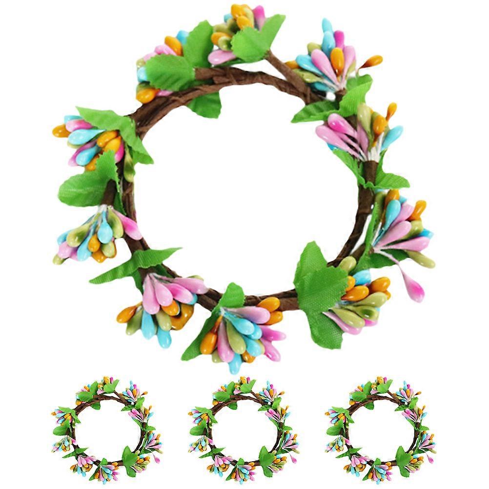 4Pcs Easter Candle Garland Simulation Colored Candle Ring Table Garland Wreath