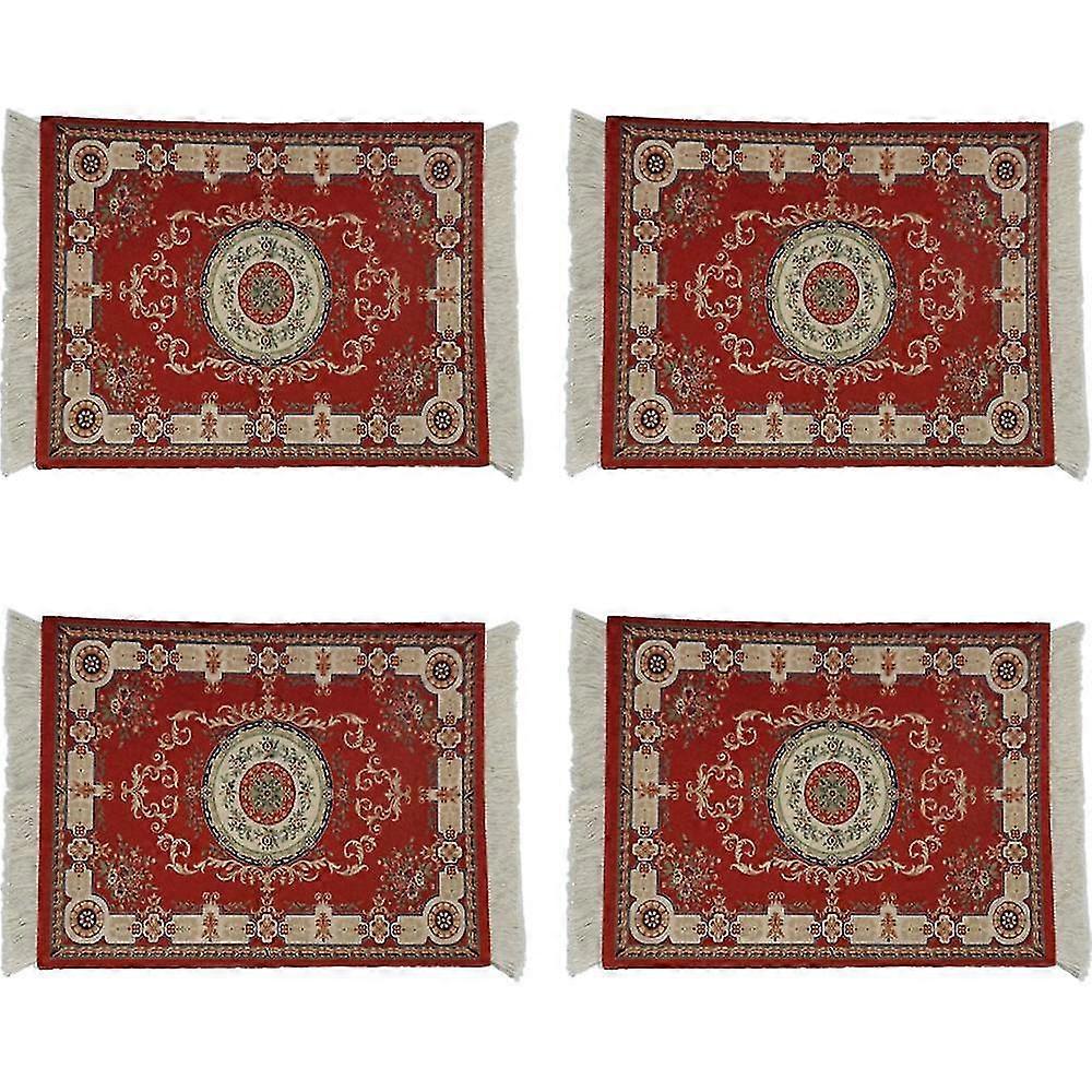 4pcs Rug Table Coasters Oriental Design Fabric Carpet Drink Mats