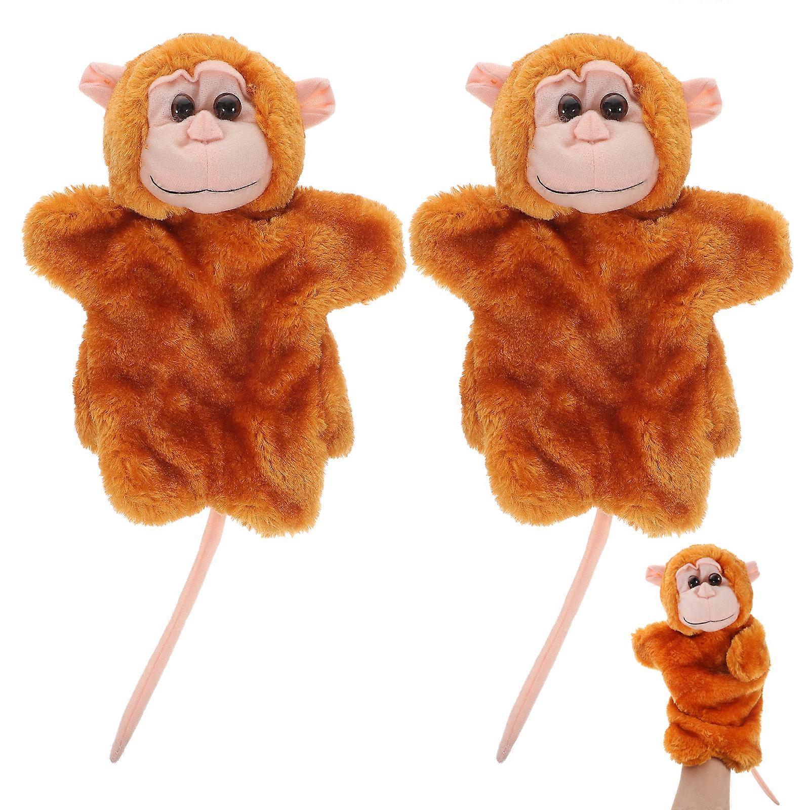 2pcs Parent Telling Story Hand Puppet Toy Parent-child Interactive Toy Monkey Hand Puppet Toy
