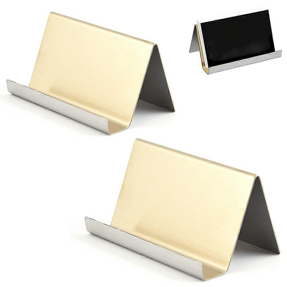 2 Pcs Stainless Steel Business Card Holder, Metal Business Card Holder, Desktop Business Card Stand