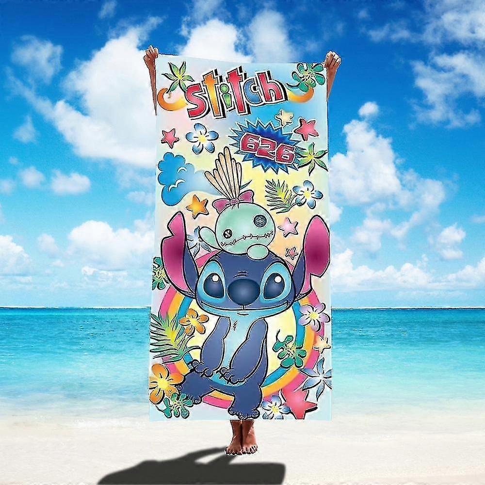 2023 1pc 75x150cm Disney Lilo & Stitch Beach Towel Soft Absorbent Bath Towel Children Boys Girls Pool Party Gift Microfiber Bath Towe