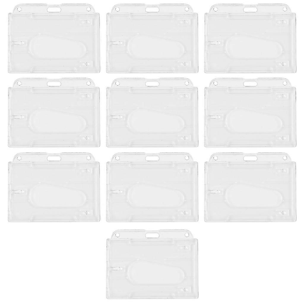  10 Pcs Clear Plastic Card Protector Horizontal Vertical ID Card Cover Durable