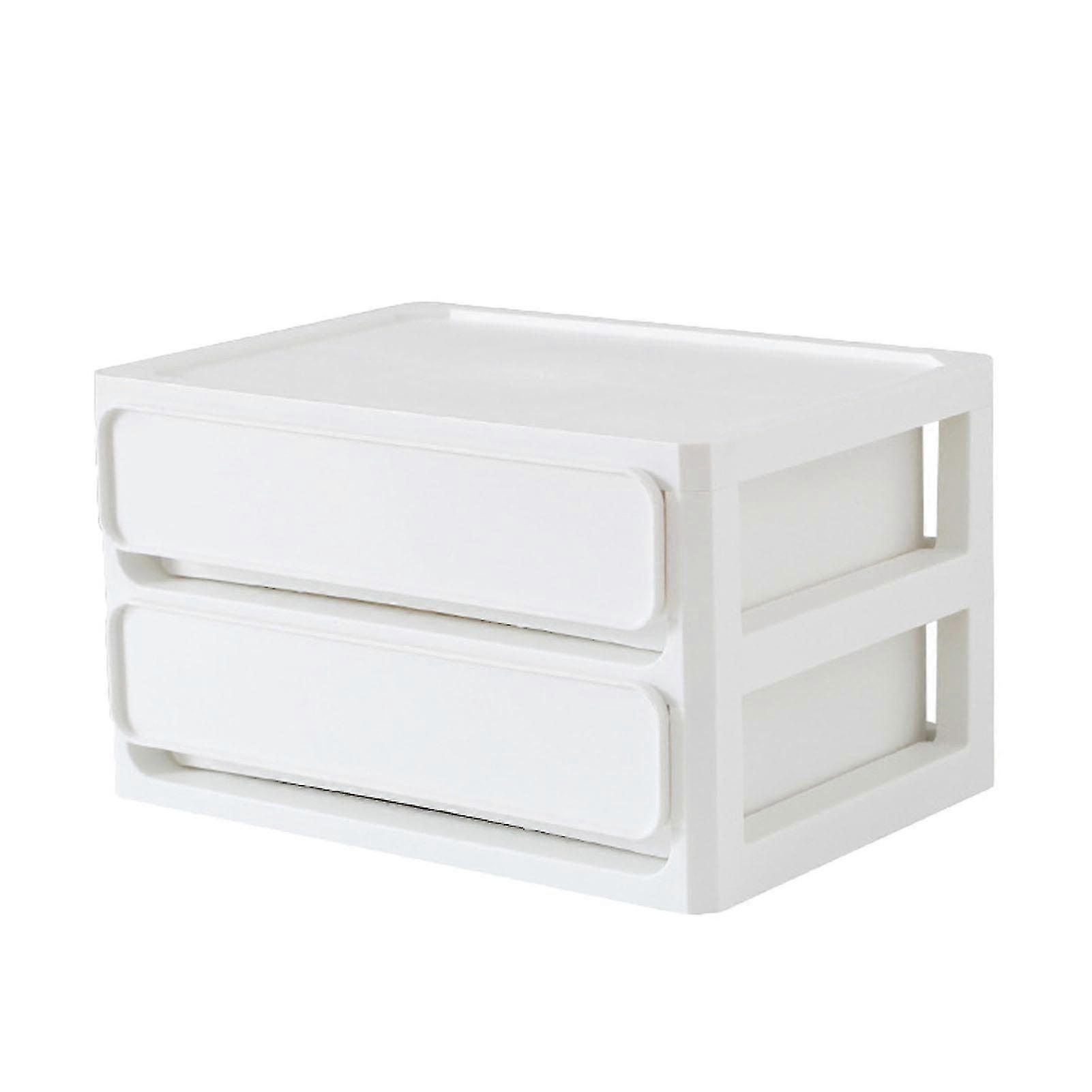 2 Layers White Stackable Dustproof Storage Drawer Organizer for Student Dormitory Home Cosmetics