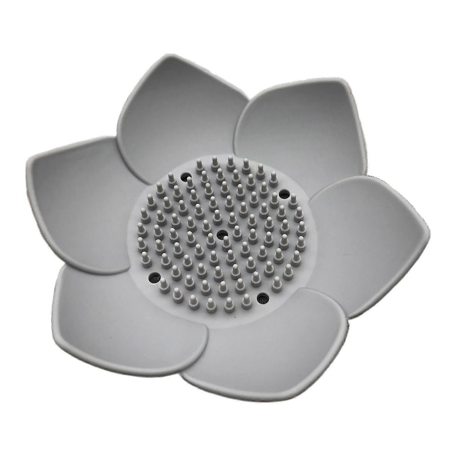 Lotus Shaped Soap Dish Compact Size Reusable Stable Base Non-slip Draining Silicone Soap Box