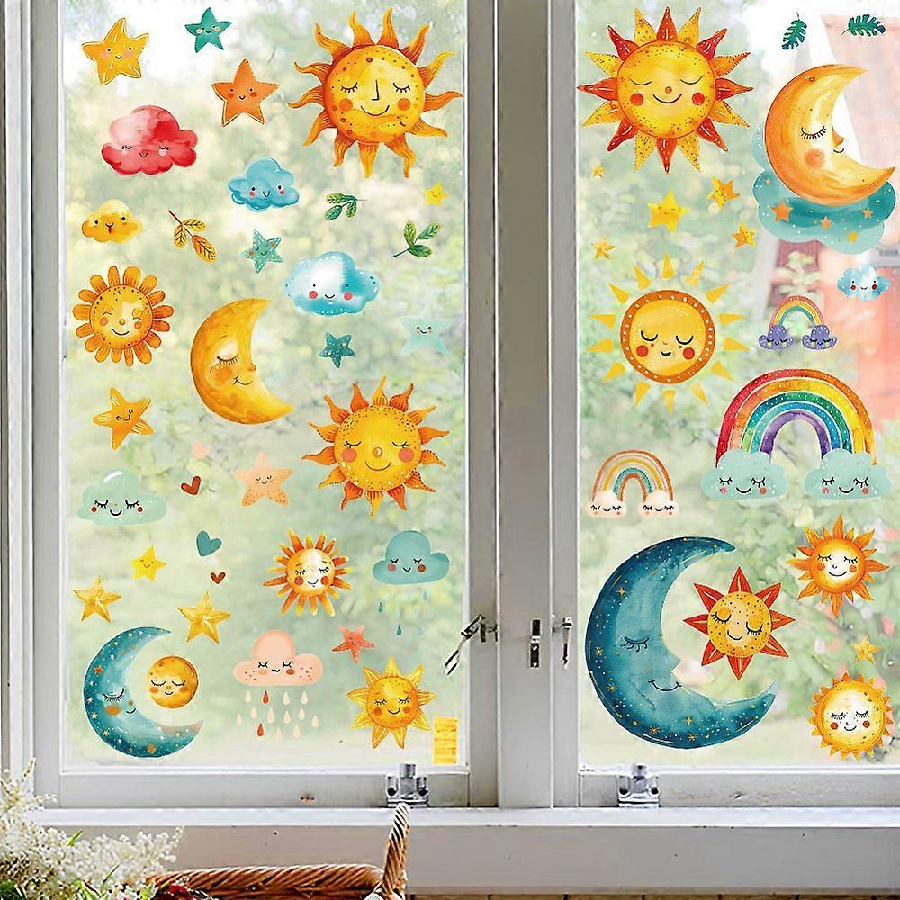 PVC Window Static Stickers Rectangle for Window Decoration Sun 200x300mm 6pcs/set