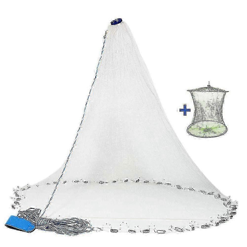 Handmade American Saltwater Fishing Cast Net With Heavy Duty Real Zinc Sinker Weights