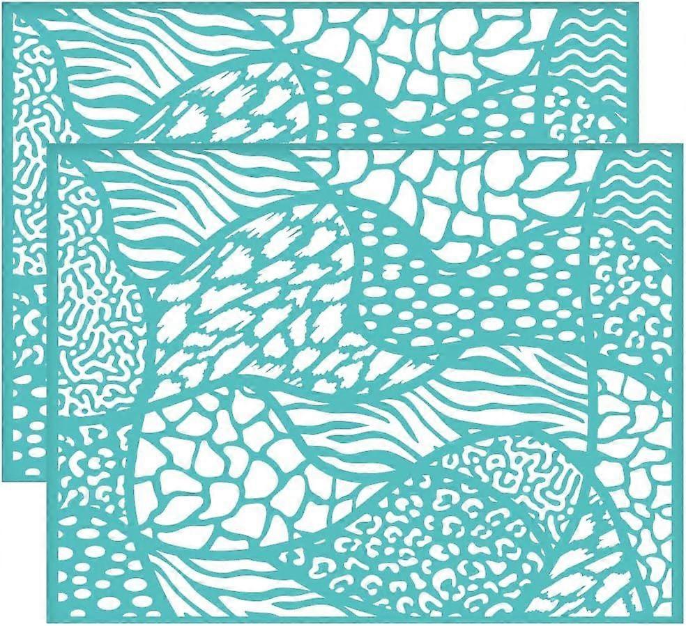 2Pcs 11x8.6 Inch Leopard Print Self-Adhesive Silk Screen Printing Stencil Zebra Print Silk Screen Stencil Animal Theme Reusable Mesh Stencils Transfer