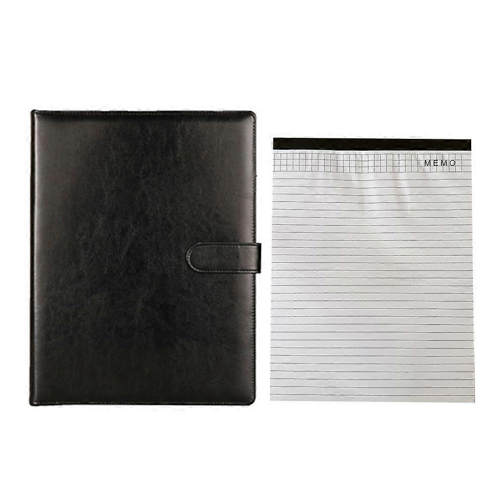 Faux Leather Business Folder Portfolio Binder A4 Letter Size Notepad Resume Writing Pad Pen Loop Magnetic Clasp File Case