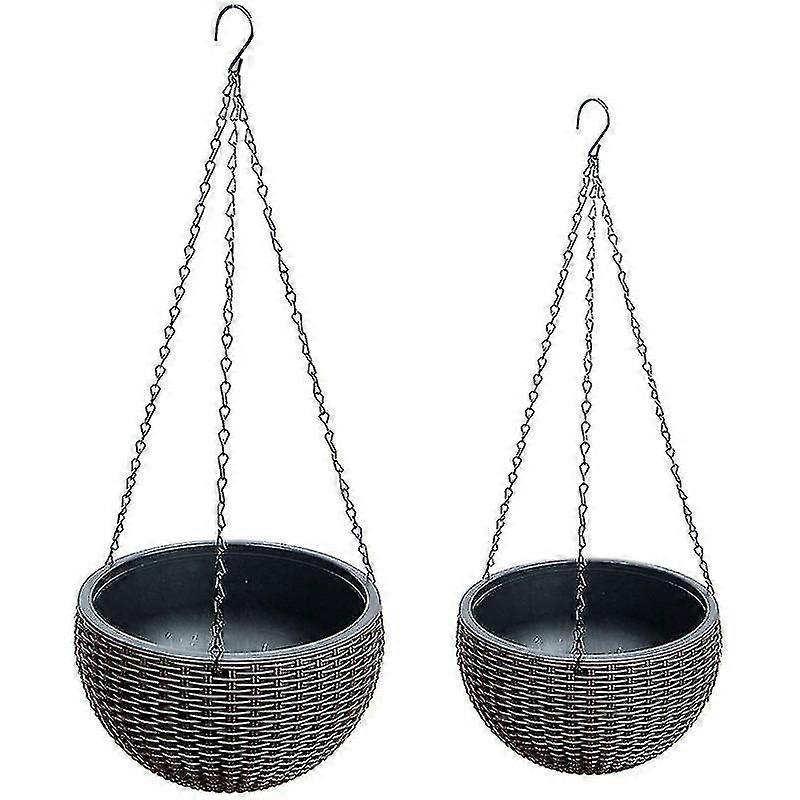 2-pack Dual-pots Design Hanging Basket Planters Self-watering Indoor